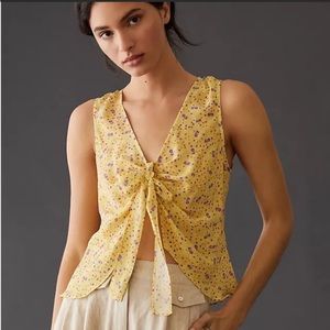 Favorite Daughter Gwen Top Tie Front Sleeveless Silk Blouse